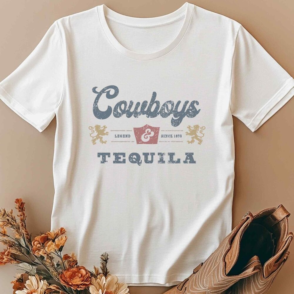 Western Graphic Tee Cowboy Vintage Style White Casual T-Shirt Country Style